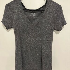 Old Navy Gray Fitted Short Sleeve T-Shirt